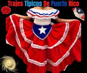 Trajes Típicos De Puerto Rico Estrella , Jibara Puertorriqueña (3 Piece) .