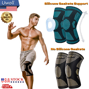 2 Knee Brace Sleeve Compression Support Sport Gym Joint Pain Arthritis Relief