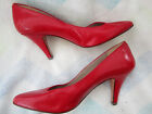 Vtg 80s Does 50s Rockabilly Pinup RED Leather Andrew Geller Pump Heels 7.5AA