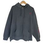 Ariat Hoodie Pullover Mens XXL Gray Red Logo Fleece Sweatshirt Western Flaw