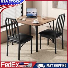 Dining Set for 2 Table and 2 Upholstered Chairs Small Space Kitchen Breakfast