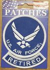 USAF 2pc Set US Air Force LOGO & Retired Rocker Embroidered Iron On Patch NEW!