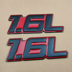 2x Metal Black & Red 1.6L Car Emblem Side Wing Fender Sport Badge Sticker Decal (For: Nissan)