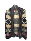 Vtg Say What? Sweater Women's XL Open Acrylic Knit Multicolor Cardigan USA Made