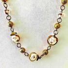 Murano Glow Moon Golden Sun 15 Inch Antique Bead Necklace FREE SHIPPING