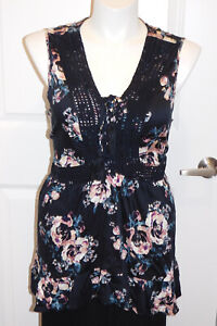 3 3x Torrid Women Plus Size Black Floral Lace Up Babydoll Camisole Top NWT