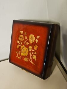 New ListingVintage REUGE Wooden Jewelry Music Box W/ Floral Inlay Sorrento Italy