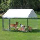 Outdoor Dog Kennel Metal Dog Fence Shade Cage Pet Run Coop House w/Cover Playpen