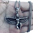 MENDEL Mens Womens Egyptian Goddess Winged ISIS Pendant Necklace Stainless Steel
