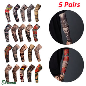 10 PCS Temporary Tattoo Sleeves Body Art Cooling Fake Slip On Arm Sun Protector