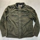 Levis Jacket Men Sz Large Sherpa Lined Full Zip Snap Green Military