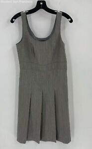 Theory Womens Gray Wool Blend Pleated Sleeveless Round Neck A-Line Dress Size 8