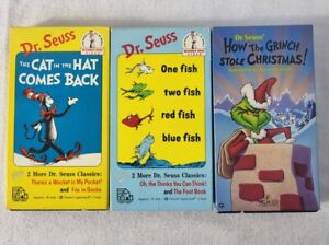 Dr. Seuss VHS Tape Lot Grinch Stole Christmas Cat In The Hat Comes Back One Fish