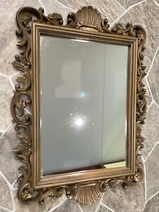 MIRROR Homco Home Interiors RECTANGLE Gold HOLLYWOOD REGENCY Ornate 20