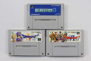 Lot 3 Dragon Quest 5 6 Seiken Densetsu 3 Trials of Mana SFC Super Famicom Japan