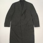London Fog Men's Long Overcoat Size 46L Gray Herringbone Heavy Tweed Wool? VTG
