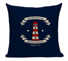 Lighthouse Blue Ocean N21 Cushion Pillow Cover Whale Watching Sailor Sailing
