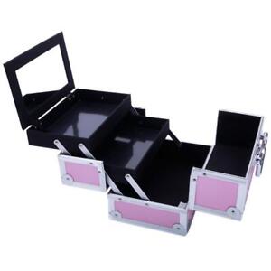 Makeup Box Train Case Large Storage Capacity Portable Travel Lockalbe W/ Mirror