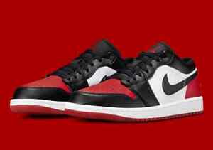 Nike Air Jordan 1 Low Bred Toe Black Red White 553558-161 Men's or GS Shoes NEW