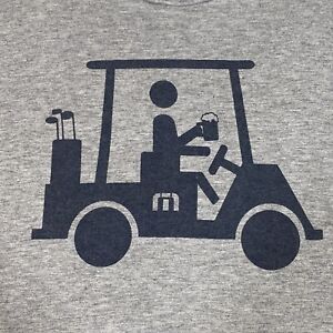 Travis Mathew T-Shirt Men’s Large Beer Golf Cart Graphic Grey Golfer Cotton