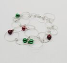 Jingle Bell Necklace Silver tone Red Green Bells 26 in CHISTMAS Jewelry