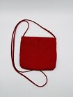 SHARIF Made In USA Red Leather Weave Crossbody Bag Purse