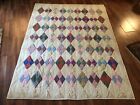 New Listingc1970 Vintage 4-patch Elongated Diamonds￼ Quilt 61x82 Nice Quilting Throughout