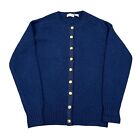 Vintage Cluelle Shetland Wool Button Cardigan Sweater Blue Sz Small Womens