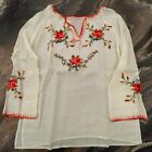 Vintage 1980s Hand Embroidered Ladies Peasant Top from Yugoslavia