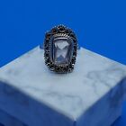925 Sterling Silver Ring w/Rose Quartz Stone - Size 9, Intricate Silver Work
