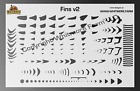 Fins v2 Assortment Fishing Lure Airbrush Stencil Fins and Gills - Mylar Reusable