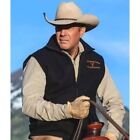 Men's Yellowstone Vest Kevin Costner John Dutton Black Cotton Wool Vest Costume