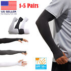 1-5 Pairs Cooling Arm Sleeves With Hands Cover UV Sun Protection Outdoor Sports