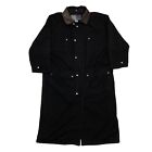 VTG Fluid International Snap Trench Coat Cotton Leather Collar Large Black