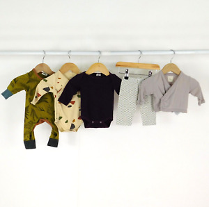 Unisex Organic Cotton Baby Clothes 0-3 Months Brown Green Purple Grey