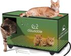 Clawsable Waterproof Heated Insulated Cat House, Outdoor Feral Barn Stray 24x13