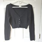 WILFRED Women's Crop Black Viscose Wool Cashmere Cardigan Casual Career Size M