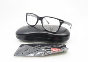 Ray-Ban RB 5228 5405 53mm Matte Black Rectangle Logo Interior New Eyeglasses.