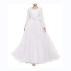 Women's Tulle Skirts Long Mesh Wedding Bridesmaid Tutu Skirt Ball Gown White