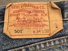 Vintage Levis 501 button fly mens Blue Jeans 34x30 Made in USA 80’s Red e Tab