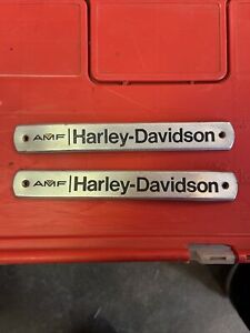 Vintage AMF Harley Davidson Gas Tank Badges Emblems Shovelhead