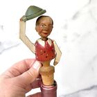 Vintage ANRI Mechanical Carved Wood Bottle Stopper Cork “ Man Tilting His Hat”