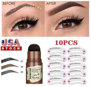 Eyebrow Stamp Brow Shaping Kit Definer Makeup Powder Stencils Set Waterproof USA