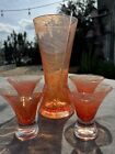 Dansk Orange Twist Art Crystal Cocktail Barware Cordial Set Pitcher 4 Glasses 🍸