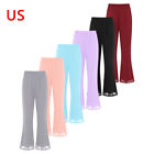 Women Stretchy Flare Wide Leg Yoga Pants Gypsy Palazzo Bell Bottom Trouser S-XL