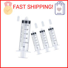 60mL Luer Lock Syringe 4 Pack Large Plastic Sterile Syringes without Needle, for