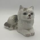 Vintage Cat Figurine Long Haired Black And White Cat Bone China Taiwan