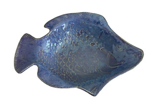 New ListingCliff Losee Studio Pottery FISH Shaped Bowl Console Serving Catch All Blue Glaze
