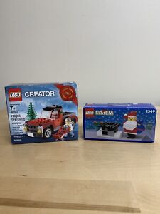 Lot of 2 LEGO sets: 40083 Christmas Tree Truck and vintage 1549 Build-A-Santa