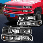 Fits 1999-2002 Chevy Silverado Headlights Assembly Clear Lens One Pair Headlamps